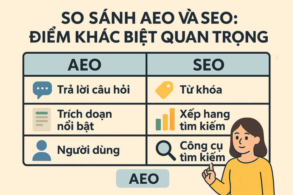 So sánh AEO và SEO: Điểm khác biệt